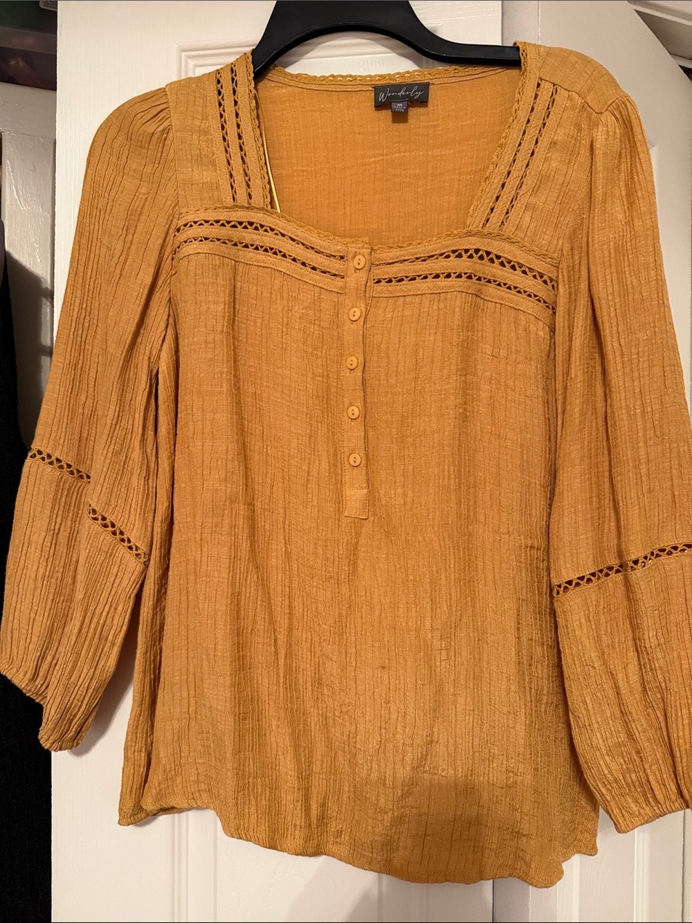 Wonderly Mustard Yellow Peasant Blouse